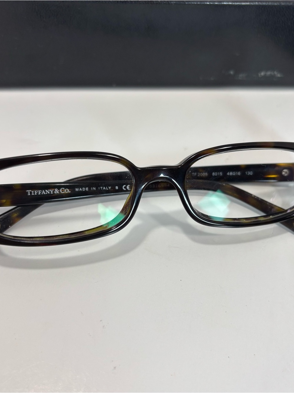 TIFFANY & CO EYEGLASSES TF2005 8015 48-16-130 BROWN TORTOISE SHELL VTG W/BOX - Picture 2 of 12